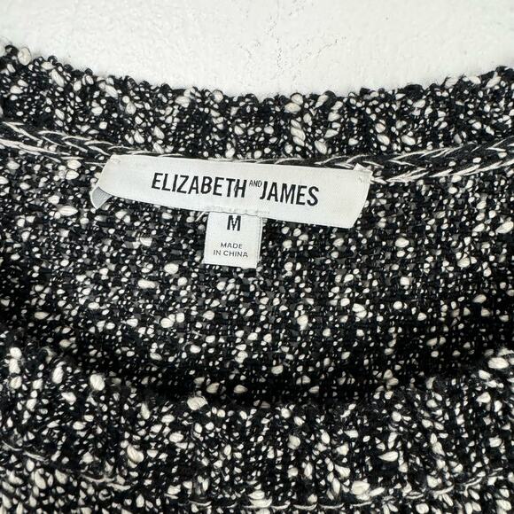 Elizabeth and James Black & White Knit Boxy Short Dolman Sleeve Pullover Sweater - Picture 8 of 10
